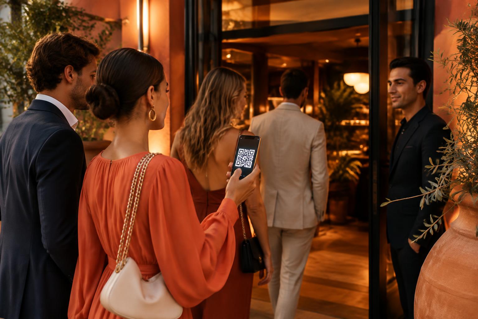 Gasten tonen hun digitale pas bij de entree van een club